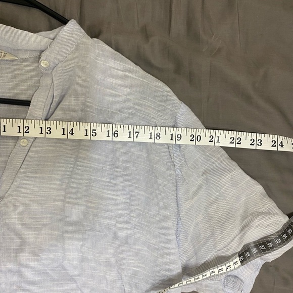 Zara womens button down short sleeve lightweight thin linen striped beachy xs - Picture 5 of 9